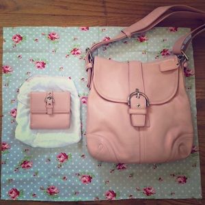 Coach Pink Satchel and Matching Wallet